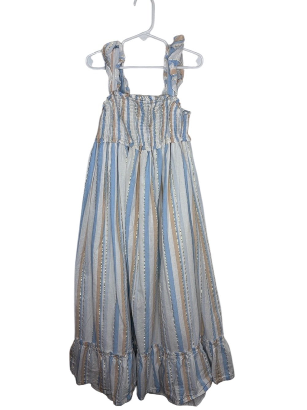 Haute Hippie Kids Style Blue White Striped Smocked Tank Dress Girls Size 12